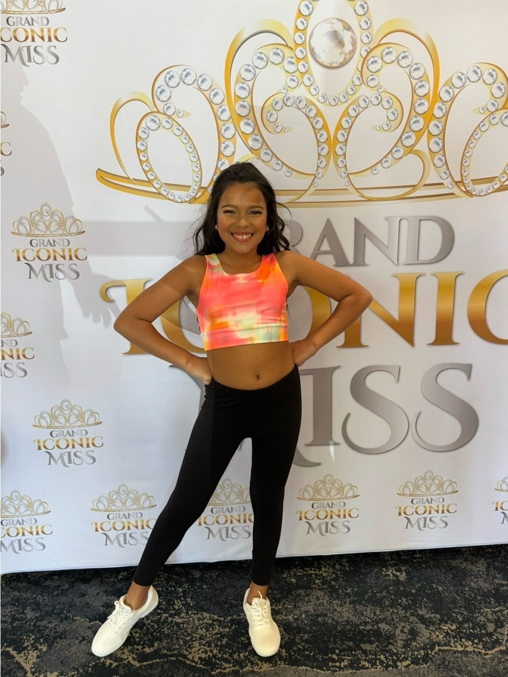 Kids Neon Tie-Dye Sports Crop Top - Pink/Orange